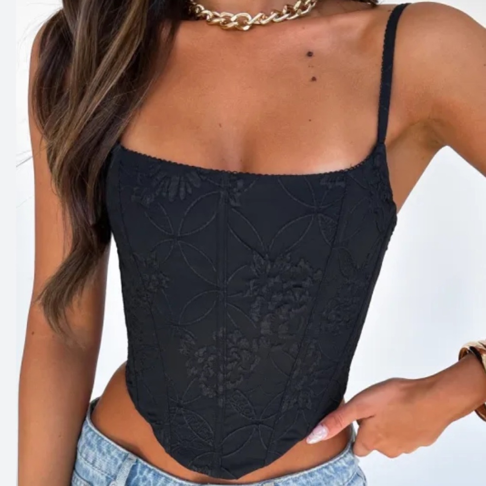 White Fox Embroidered Corset Top